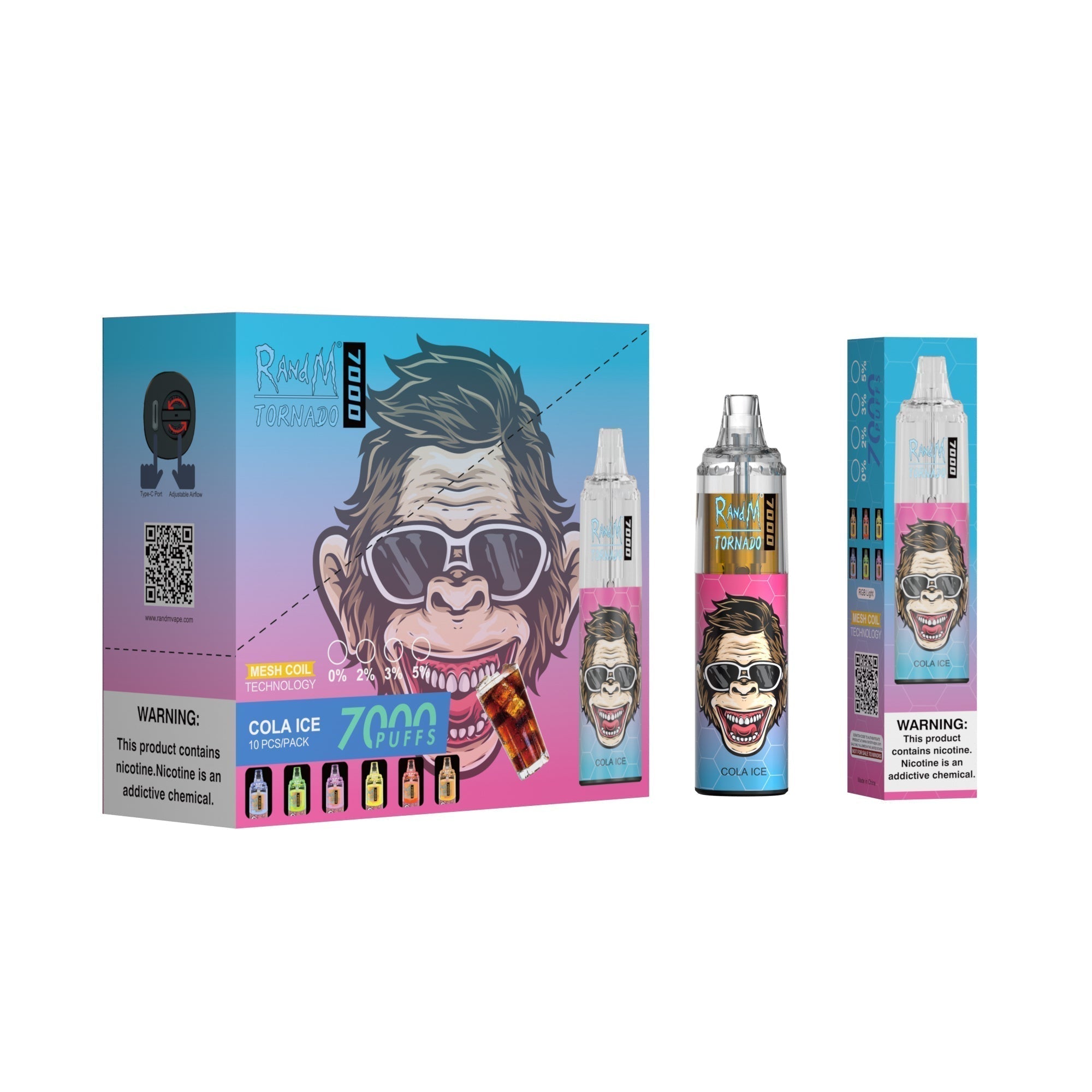 RAndM Tornado 7000 Puffs Engangs Vape (æske med 10 stk)