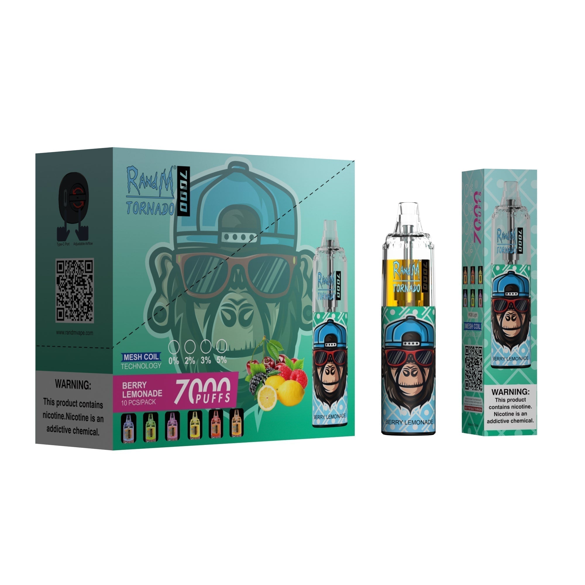 RAndM Tornado 7000 Puffs Engangs Vape (æske med 10 stk)