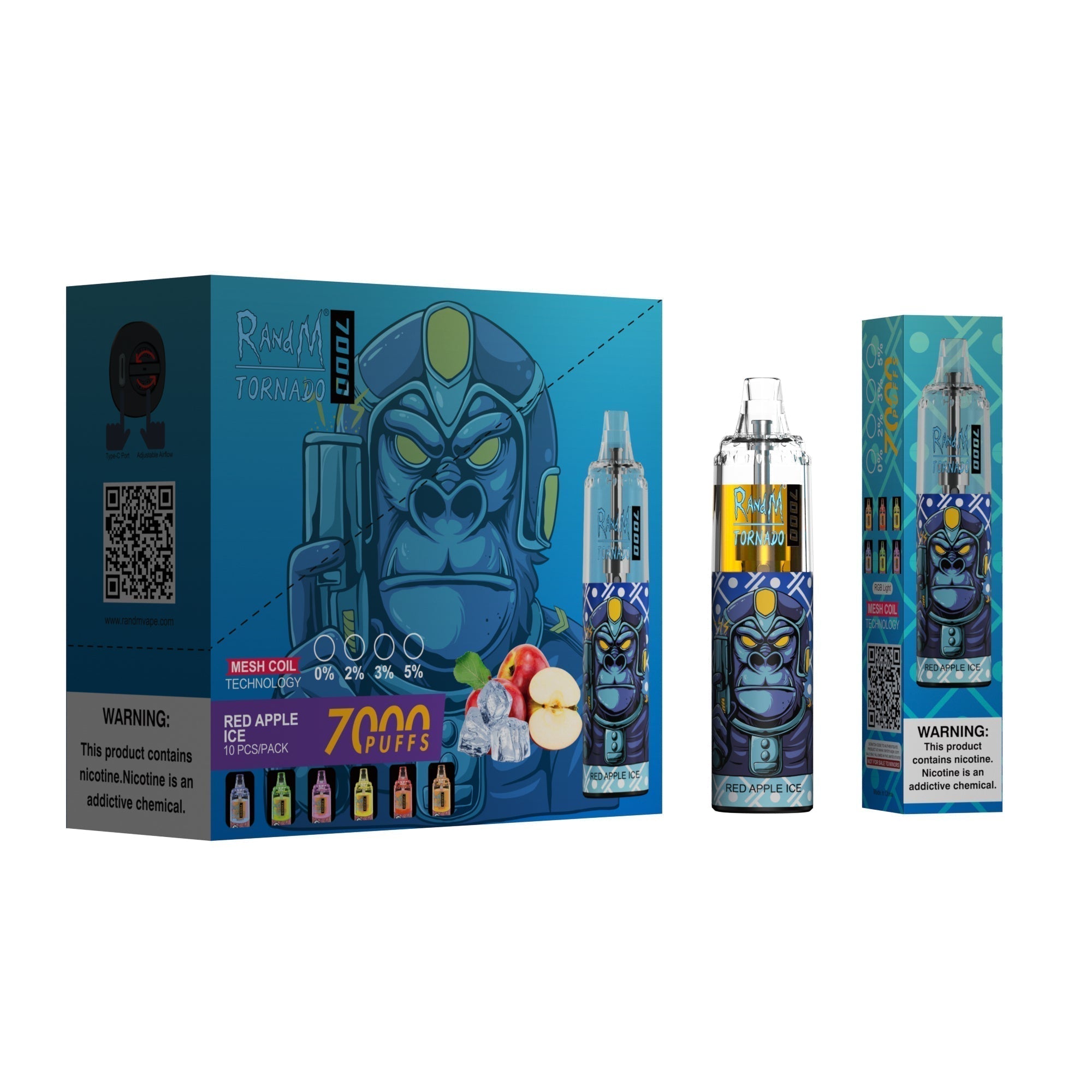 RAndM Tornado 7000 Puffs Engangs Vape (æske med 10 stk)