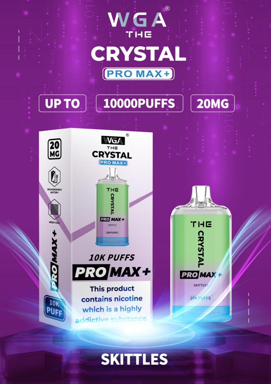 The Crystal Pro Max + 10000 Puffs Engangs Vape (æske med 10 stk)
