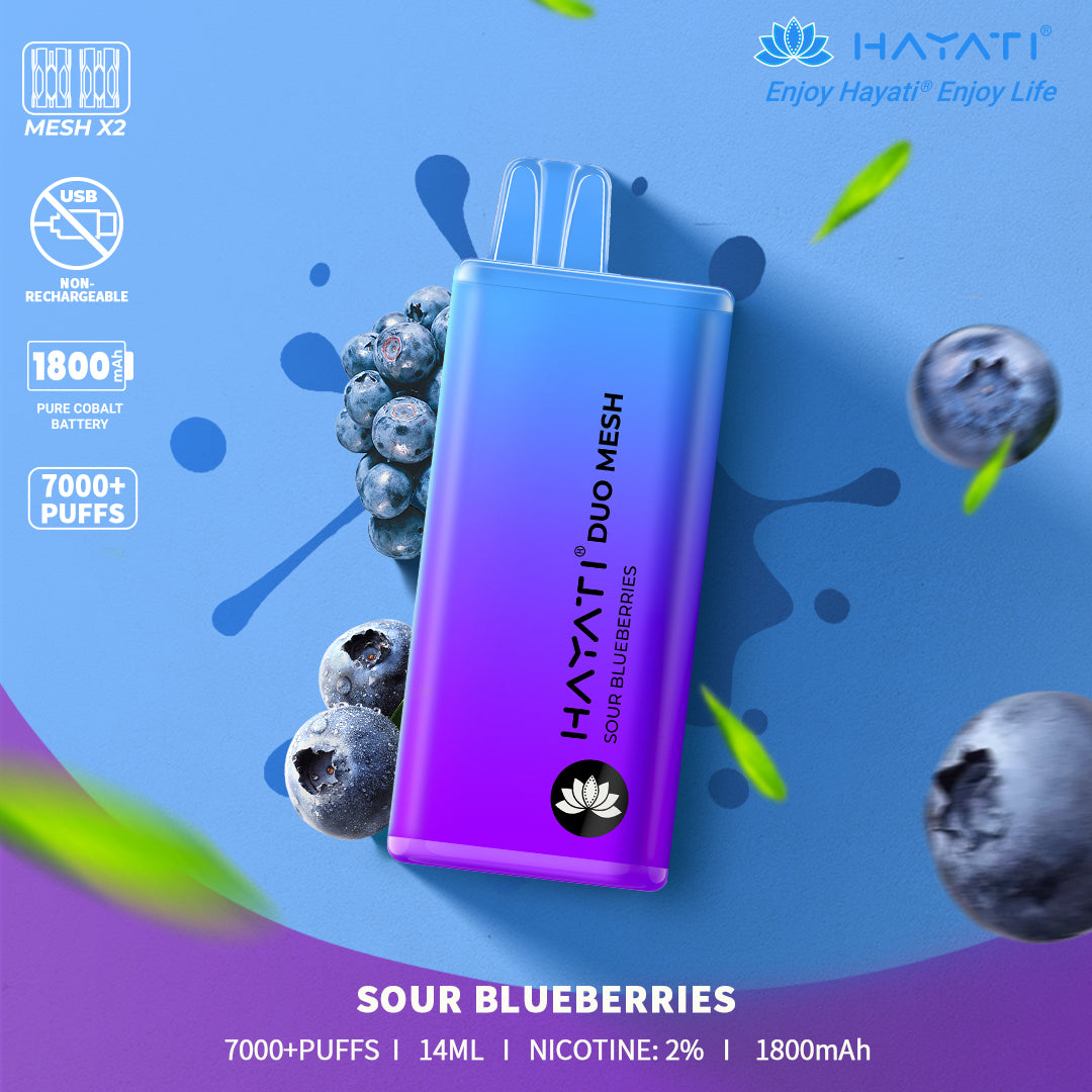 Hayati Duo Mesh 7000 Puffs Engangs Vape (æske med 10 stk)
