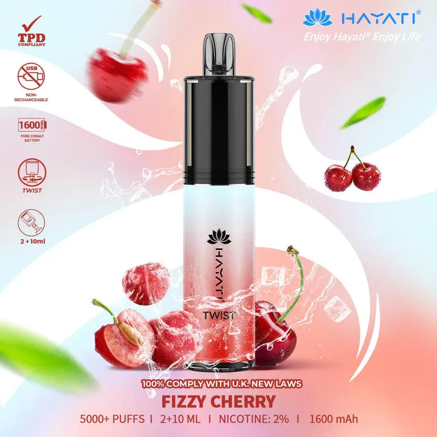 Fizzy Cherry Hayati Twist 5000 Puffs Disposable Vape Pod Kit (Box of 10)
