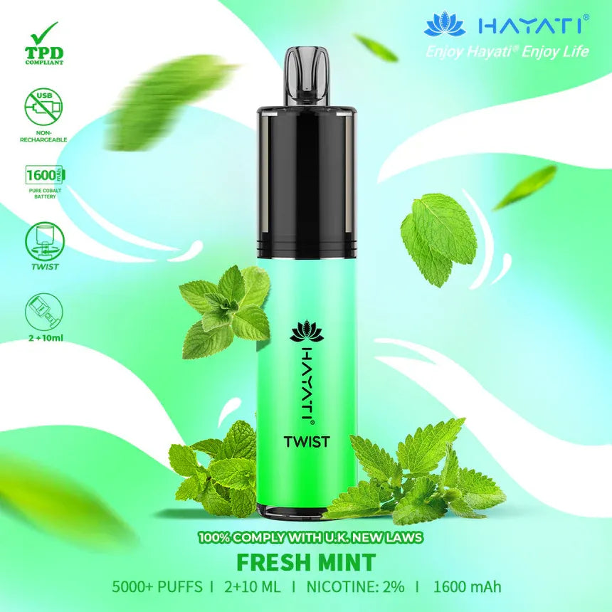 Fresh Mint Hayati Twist 5000 Puffs Disposable Vape Pod Kit (Box of 10)