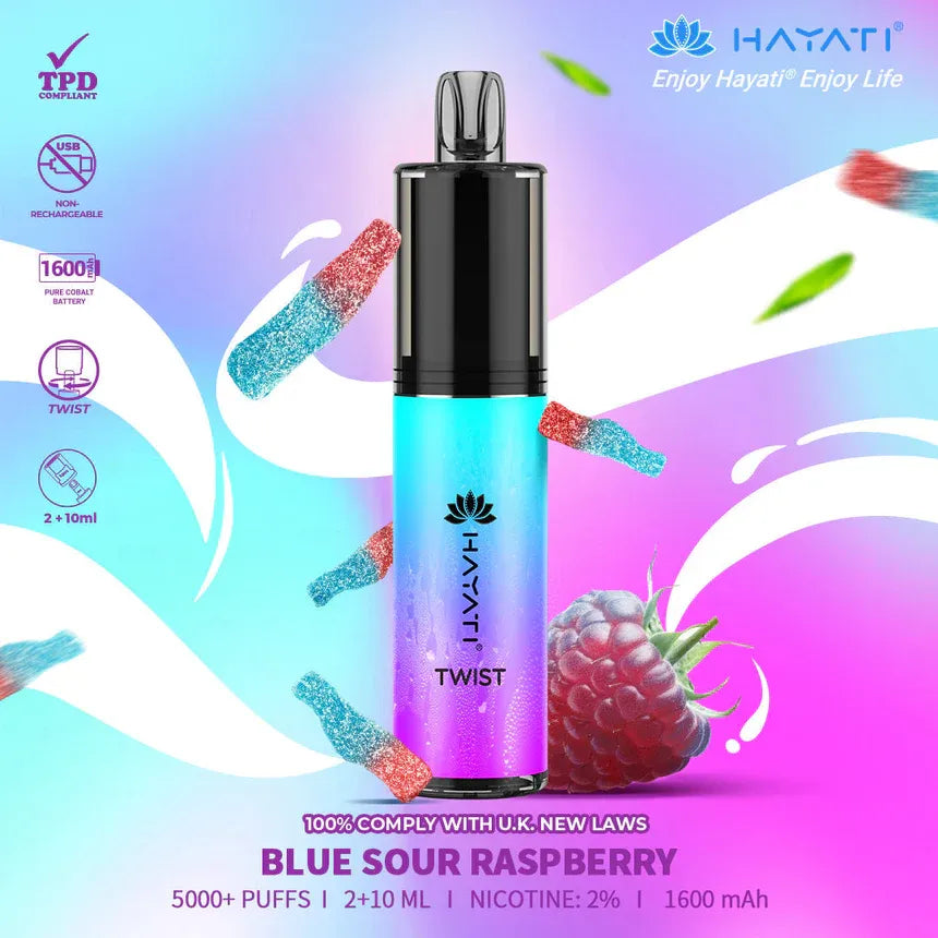blue sour raspberry Hayati Twist 5000 Puffs Disposable Vape Pod Kit (Box of 10)
