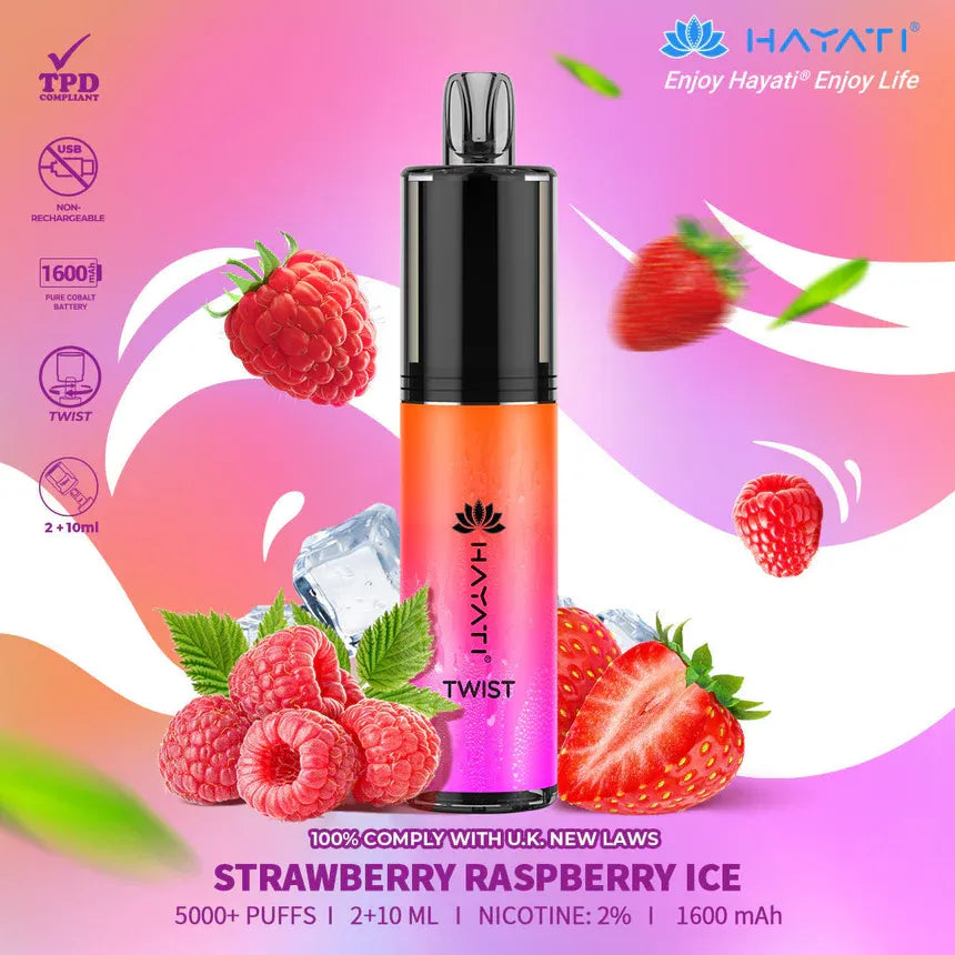 strawberry raspberry ice Hayati Twist 5000 Puffs Disposable Vape Pod Kit (Box of 10)