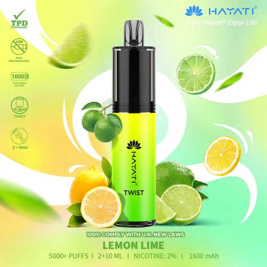 lemon lime Hayati Twist 5000 Puffs Disposable Vape Pod Kit (Box of 10)