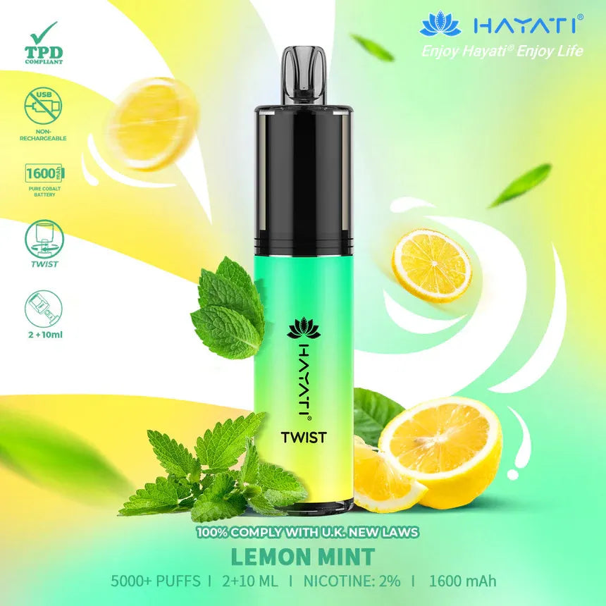 lemon mint Hayati Twist 5000 Puffs Disposable Vape Pod Kit (Box of 10)