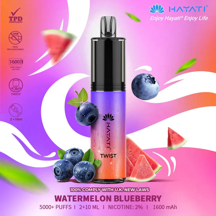 watermelon blueberry Hayati Twist 5000 Puffs Disposable Vape Pod Kit (Box of 10)