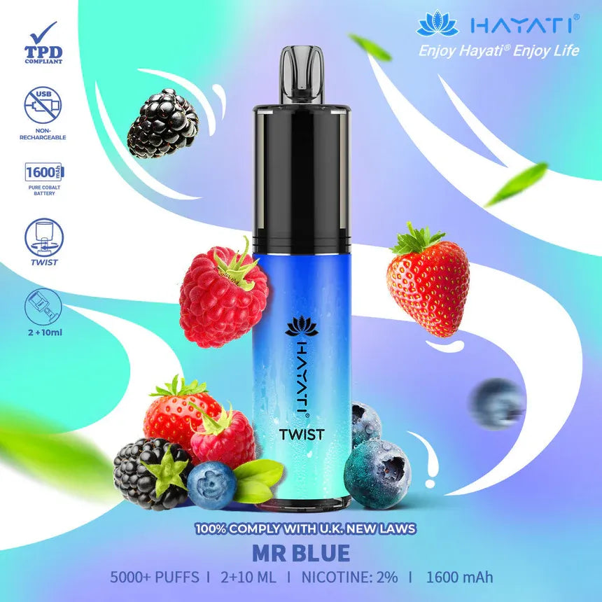 Mr Blue Hayati Twist 5000 Puffs Disposable Vape Pod Kit (Box of 10)